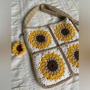 Crochet sunflower sling bag